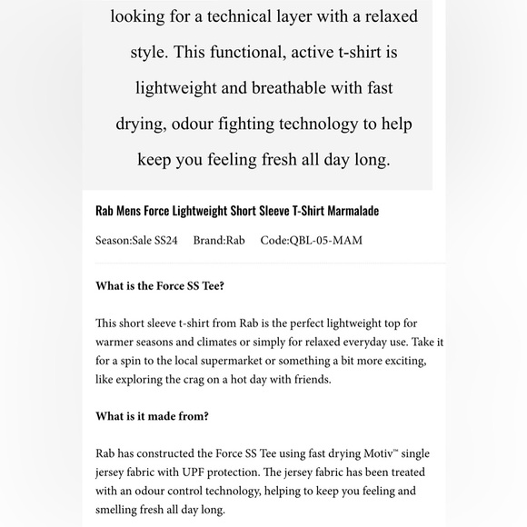 Men’s, Rab Force Tee - Picture 3 of 8